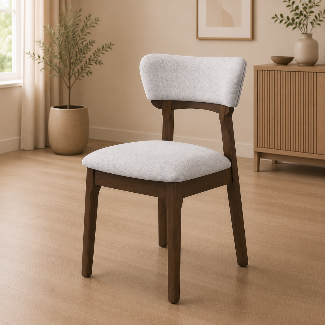 Bean Dining Set | Elegant 6-Seater Dining Set with Solid Wood Table and Comfortable Upholstered Chairs