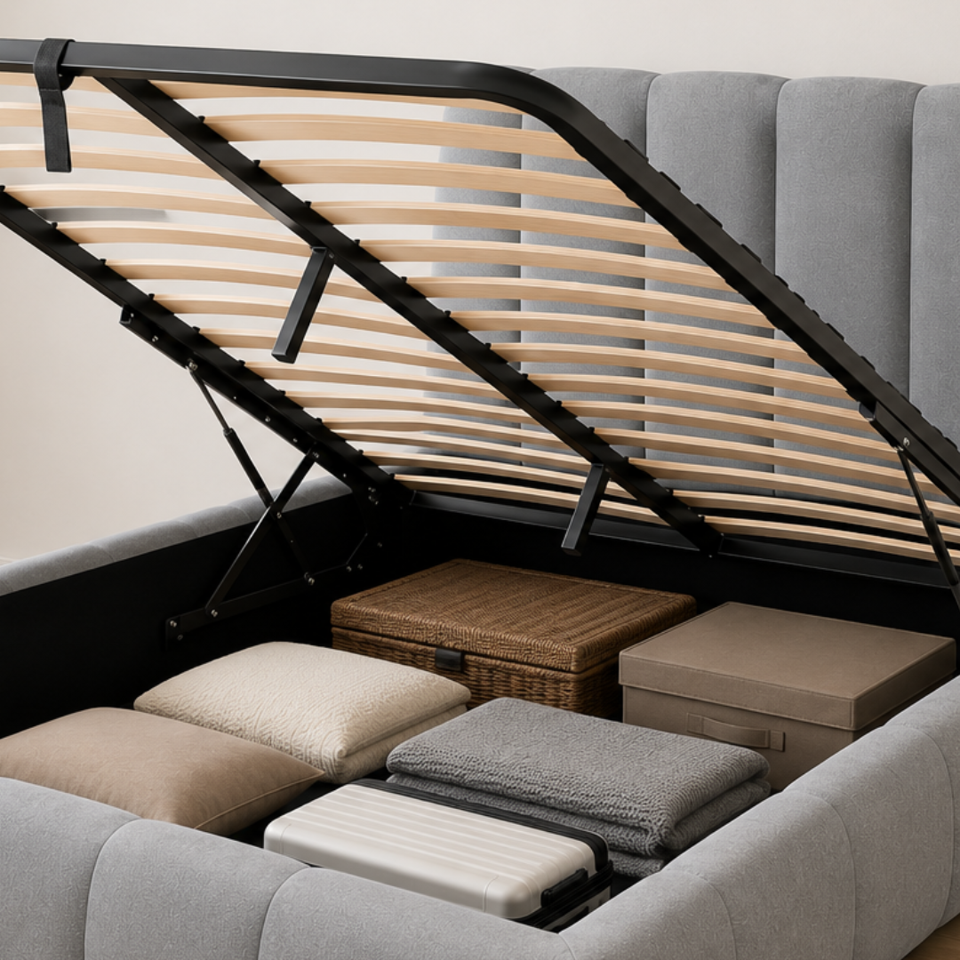 Vella Storage Bed | Modern Upholstered Bed with Smart Storage and Tufted Headboard