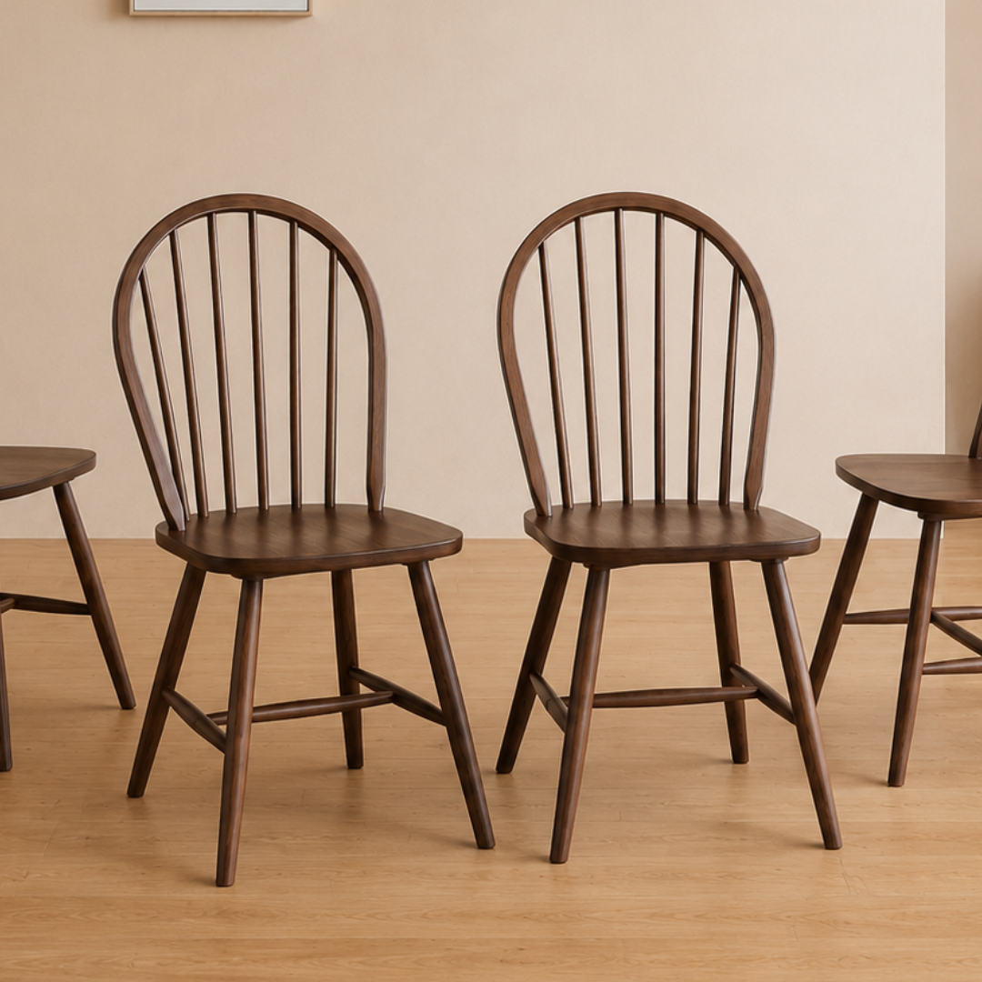 KIM Dining Set | Classic Wooden Dining Set with Windsor Chairs – 4 or 6 Seaters