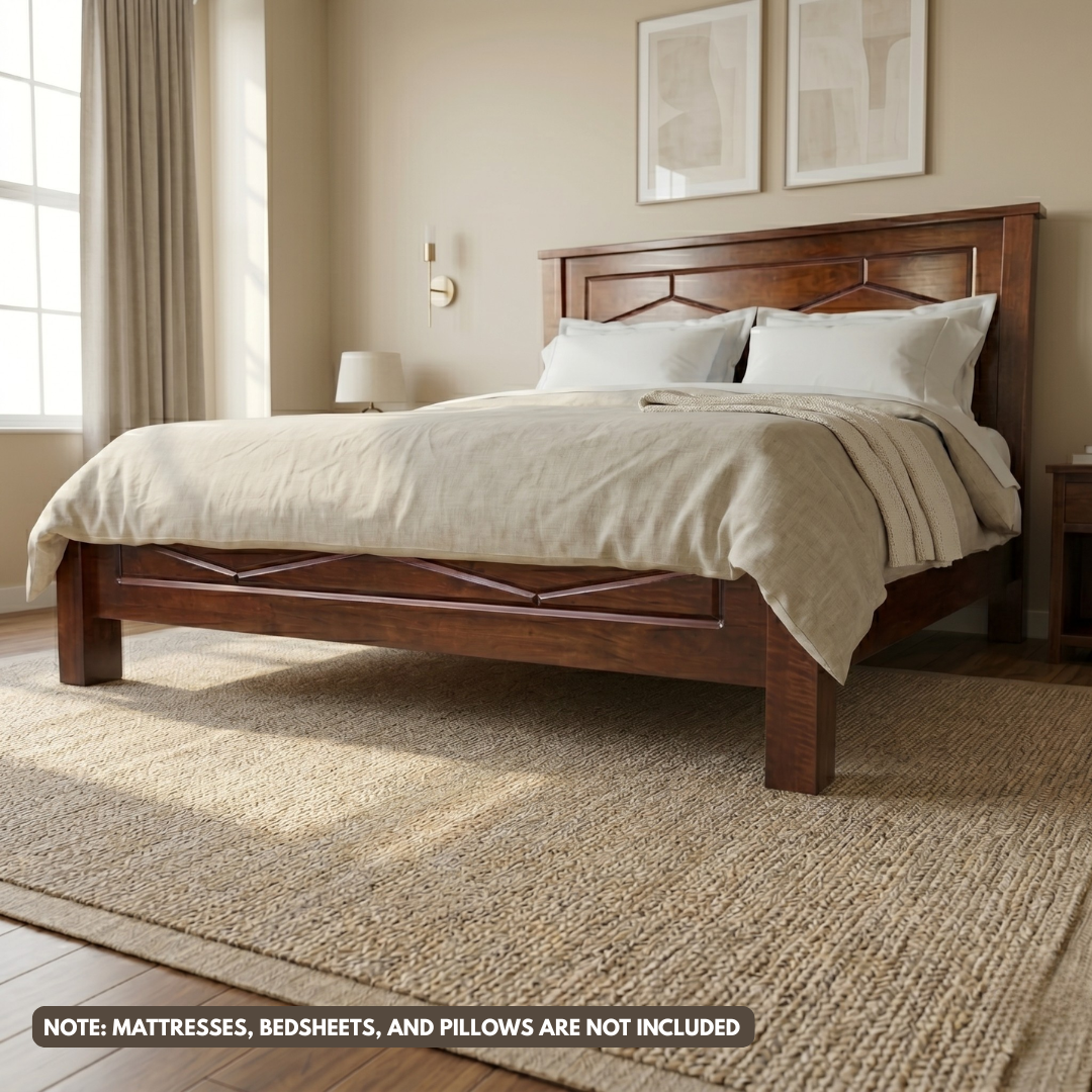 Diana Modern Bed Frame | Premium Hardwood in Warm Walnut Finish, Multiple Sizes