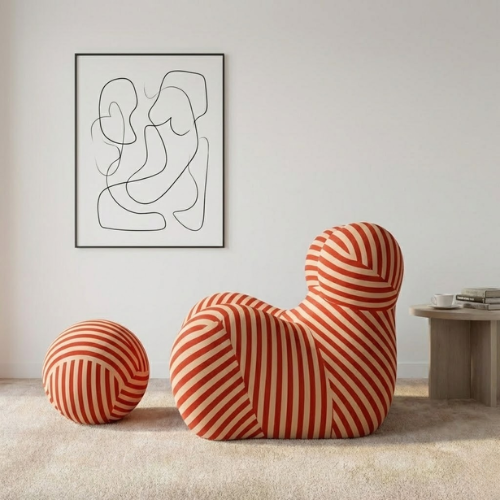 GINA Sofa Chair with Ottoman | Striped Statement Lounge Seat