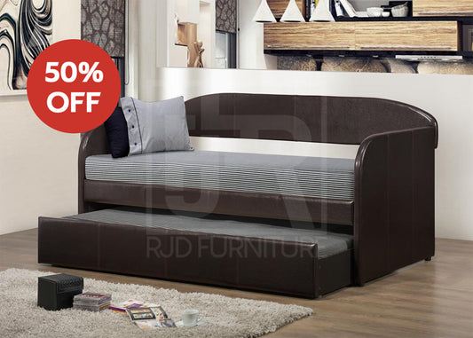 Avery Day Bed | Faux Leather Daybed with Pull-Out Trundle
