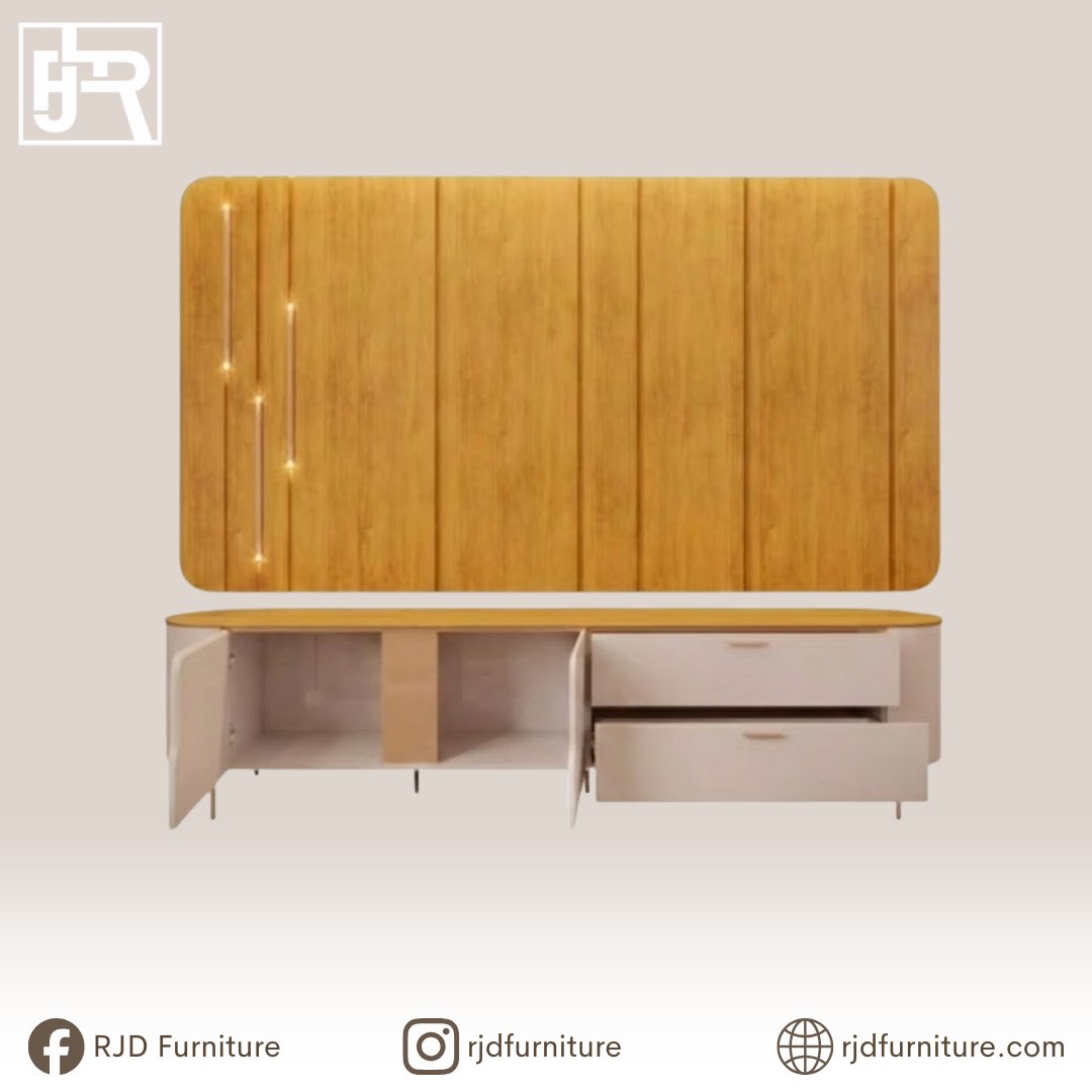 Celina TV Stand with Panel | Modern Entertainment Cabinet with 4 Storage Cabinets
