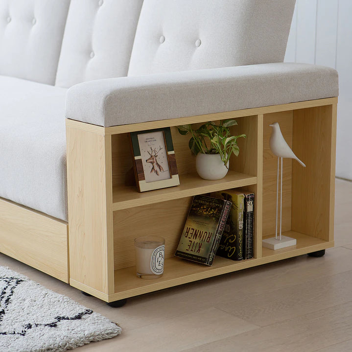 Charlie Sofa Bed | Multifunctional Sofa Bed with Storage Ottoman & Built-In Side Table