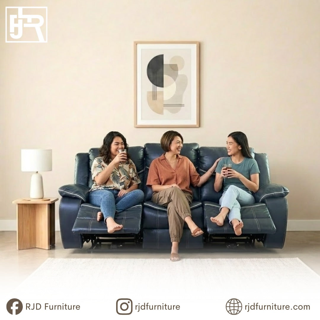 Thalia 3 Seater Recliner Sofa | Leather Upholstered with Spacious Seating and Built in Reclining Function
