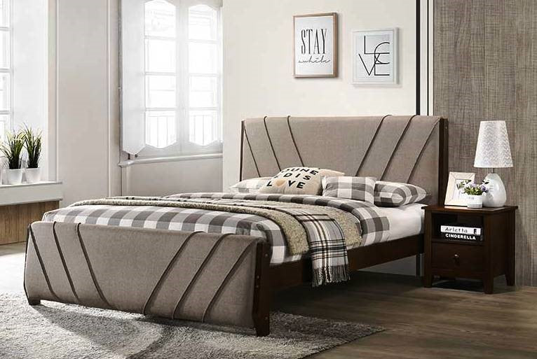 Hannah Bed | Modern Upholstered Bed with Diagonal Stitch Accents – Twin, Double, Queen