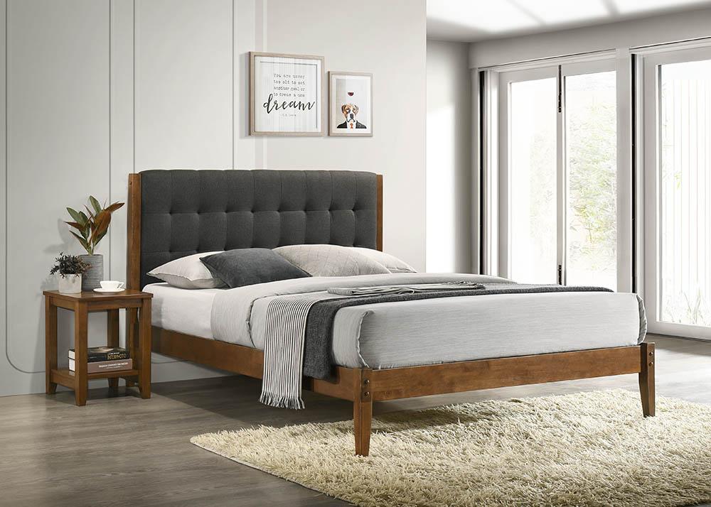 Lillian Bed | Tufted Fabric Bed with Wooden Frame – Single to Queen Sizes