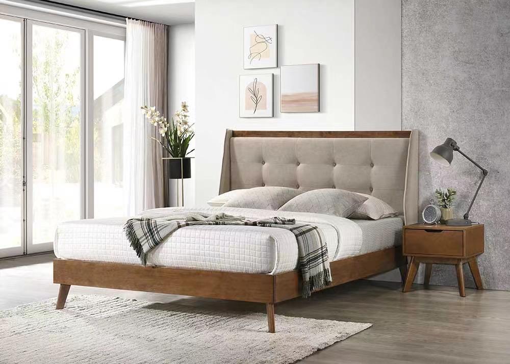 Addison Bed | Mid-Century Modern Upholstered Bed Frame – Twin, Double, Queen