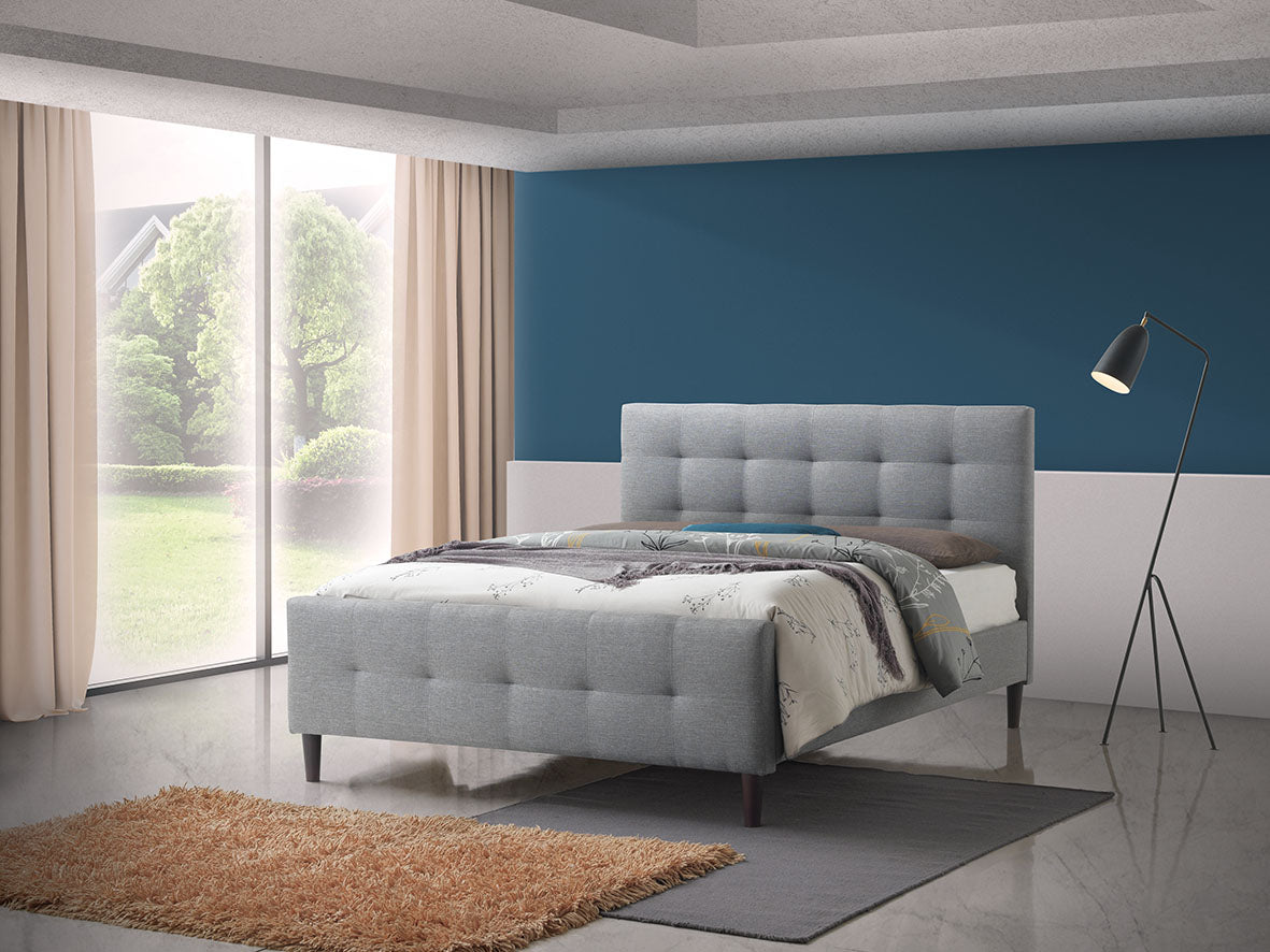 Kattie Bed | Tufted Fabric Queen Bed with Clean Modern Lines