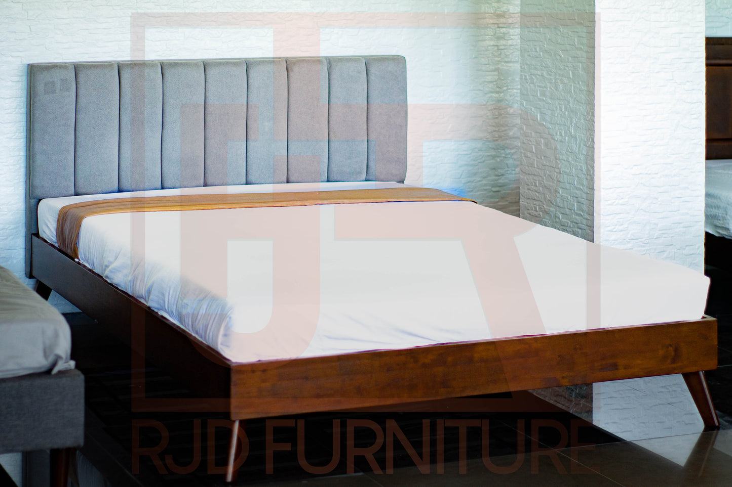 Leah Bed | Modern Padded Bed with Vertical Channel Headboard – Twin, Double, Queen