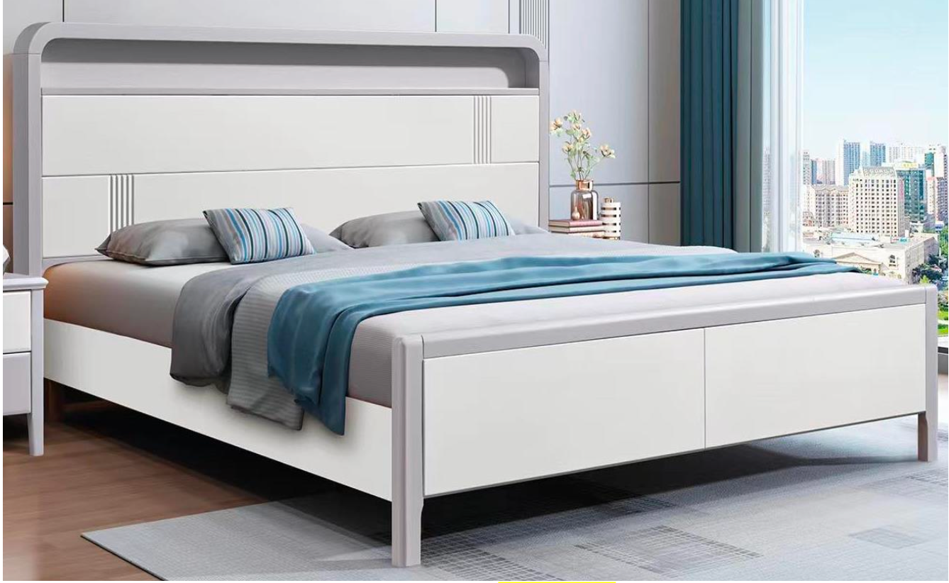 Willow Bed | Modern White King Bed with Elegant Headboard Accent
