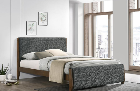Caprice Queen Bed Frame | Modern Upholstered Bed – Dark Gray, Queen Size (60”x75”)