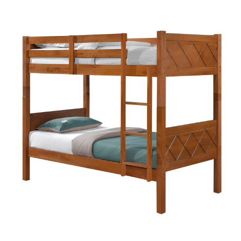 Diana Double Decker Bed | Wooden Bunk Bed Frame – Walnut Finish (36”x75”)