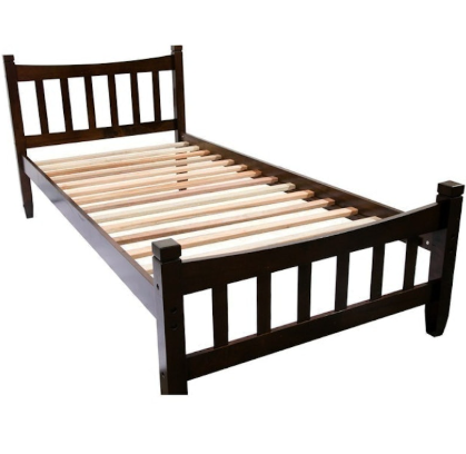 Ritz Premium Wooden Bed | Timeless Walnut Finish, Solid Malaysian Rubberwood