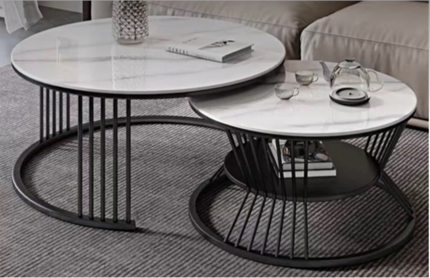 WENDY Center Table – Black | 2-Piece Round Nesting Set