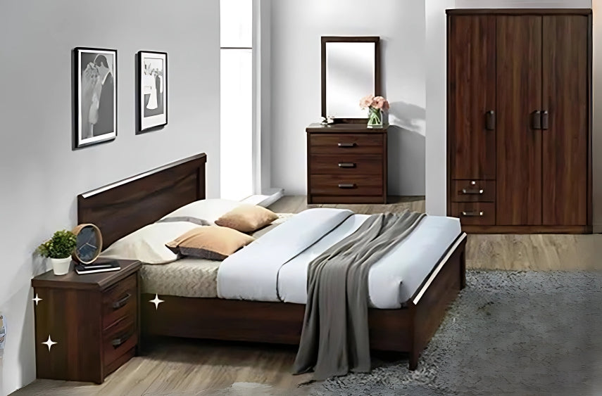 Reese Bedroom Set | Complete 5-Piece Bedroom Ensemble in Rich Wood Finish