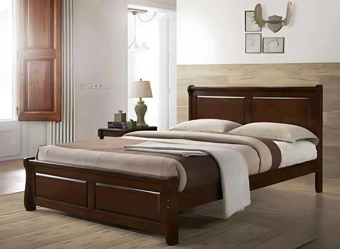 Charlie Bed | Solid Wood Panel Bed in Rich Espresso Finish – Twin to King Sizes