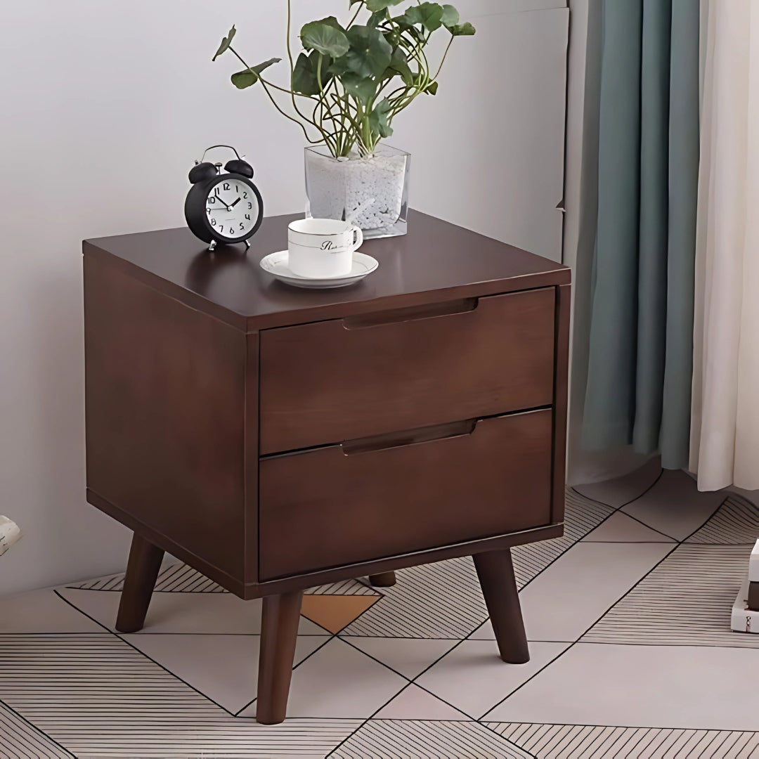 RYAN Side Table | 2-Drawer Wooden Side Table – Wenge & Natural