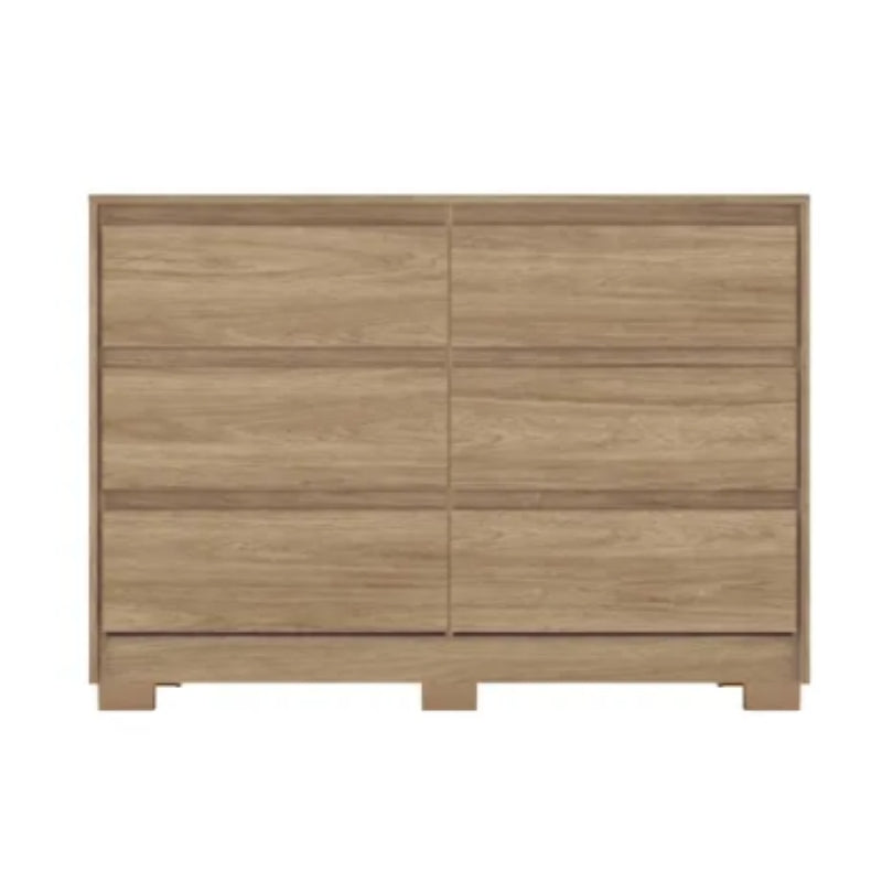 RAVENA Chest of Drawers | 6-Drawer Dresser in Natural Wood Finish