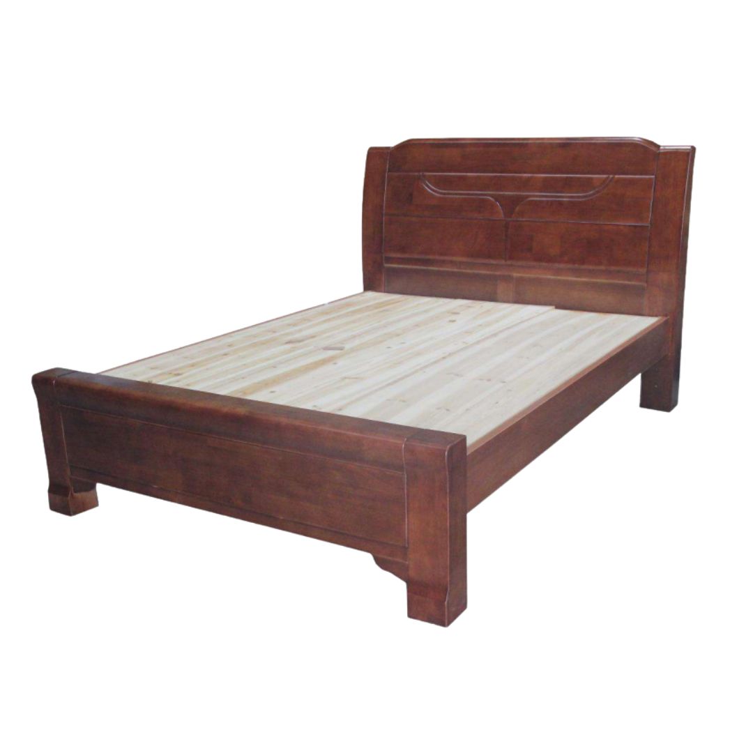 Tayla Bed | Solid Asian Oak Wood Queen Frame 60"x75" in Walnut Finish