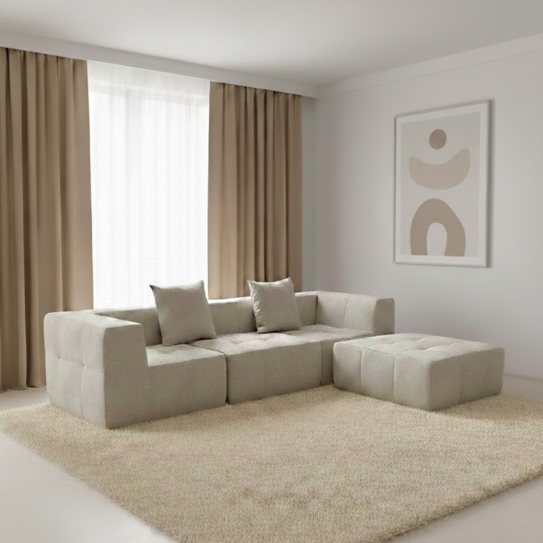 ALORA 3-Seater with Ottoman | Compressed Sofa with Modular Layout