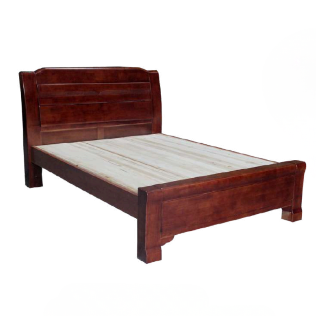 Tiffany Bed | Solid Asian Oak Wood Queen Frame 60"x75" in Walnut Finish