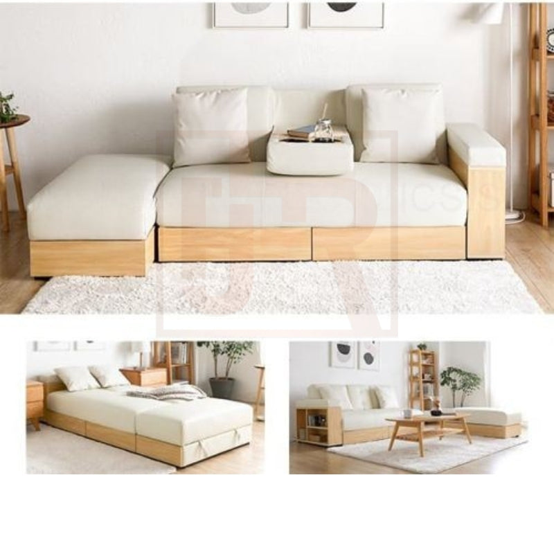 CHARLIE Sofa Bed | Solid Wood Pull-Out Sofa Bed – Dark Beech or Natural