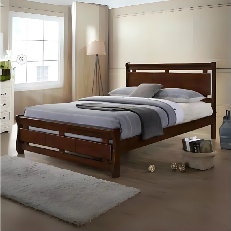 Jeremiah Bed | Solid Wood Bed Frame with Panel Headboard – Twin, Double, Queen