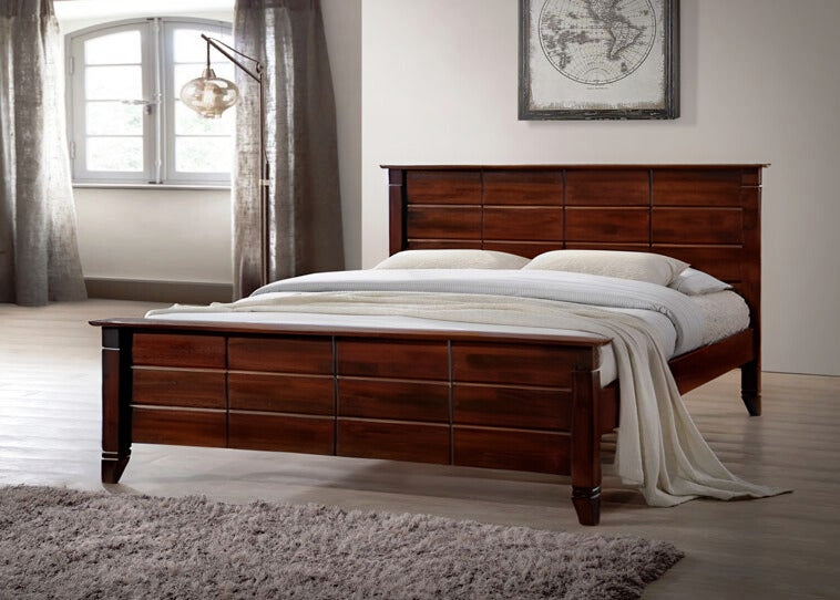 YURI Bed | Classic Japan-Inspired Panel Bed Frame – Wenge Finish