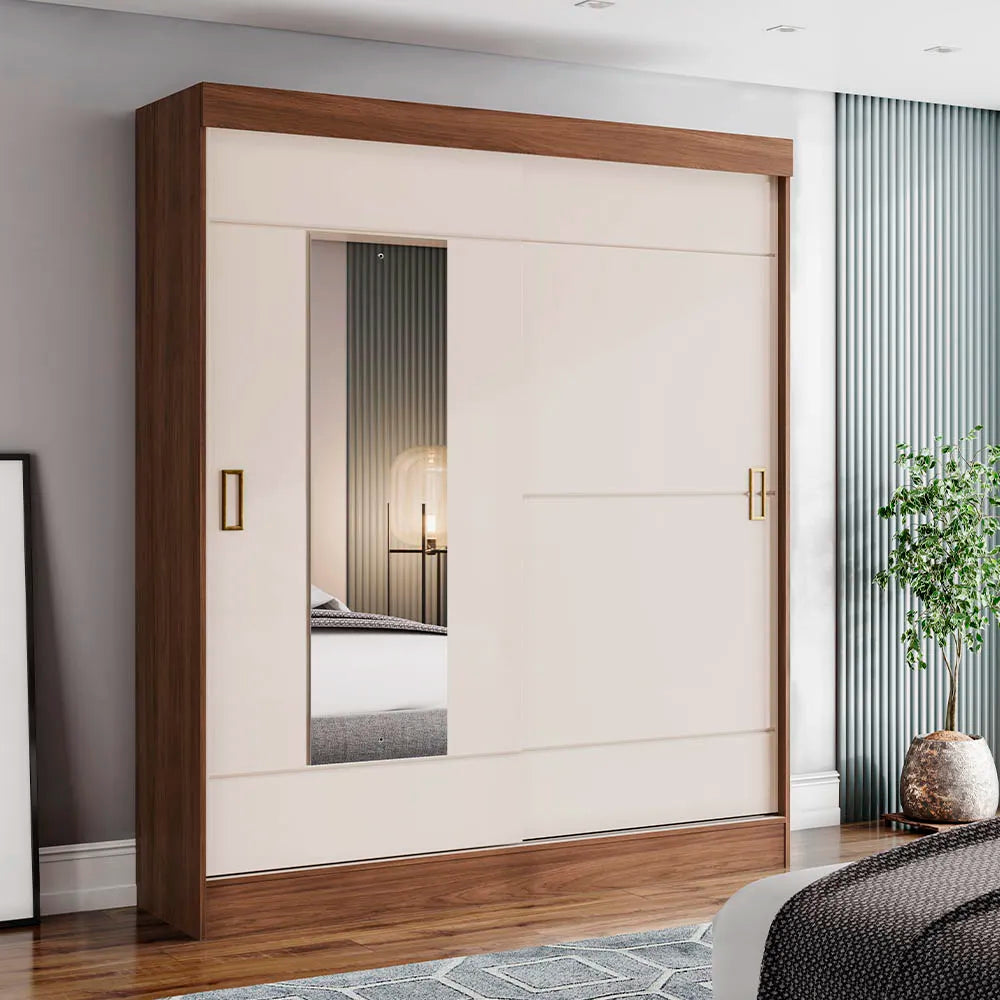 Laura Wardrobe | Sleek Modern 2-Door Cabinet with Drawers – Available in Black or Offwhite