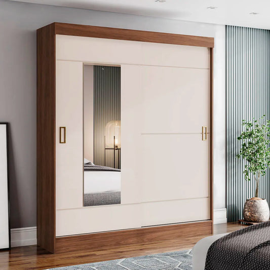 Laura Wardrobe | Sleek Modern 2-Door Cabinet with Drawers – Available in Black or Offwhite