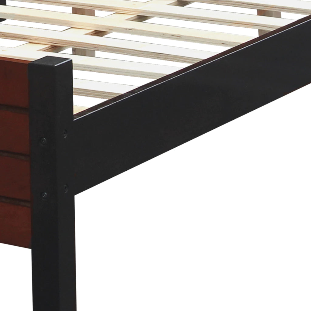Yohan Modern Bed Frame | Solid Rubberwood in Warm Walnut Finish, Multiple Sizes