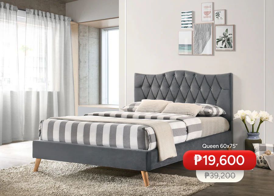 Festo Bed | Modern Velvet Upholstered Queen Bed Frame with Tufted Headboard