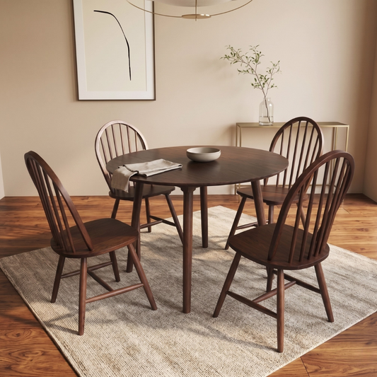 KIM Dining Set | Classic Wooden Dining Set with Windsor Chairs – 4 or 6 Seaters