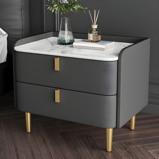 Leah Side Table | Elegant Marble-Top Side Table with Gold Accents