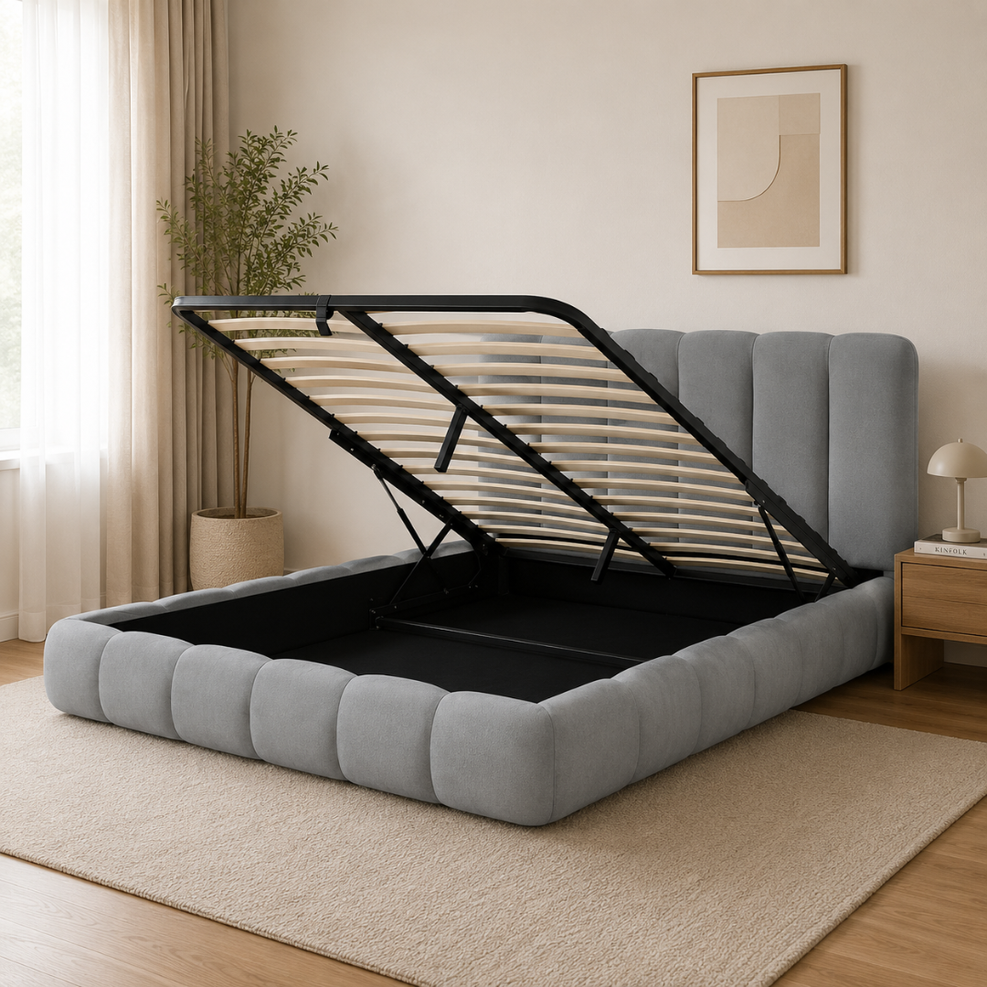 Vella Storage Bed | Modern Upholstered Bed with Smart Storage and Tufted Headboard