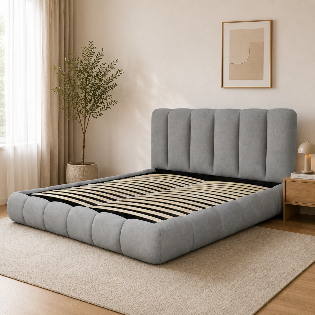 Vella Storage Bed | Modern Upholstered Bed with Smart Storage and Tufted Headboard