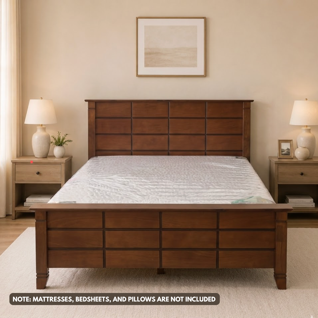 YURI Bed | Classic Japan-Inspired Panel Bed Frame – Wenge Finish