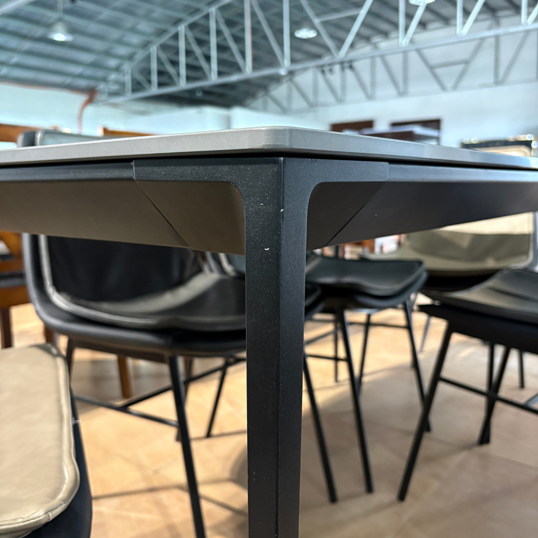 Olivia 6-Seater Dining Set | Modern Sintered Stone Dining Table with PU Leather Chairs