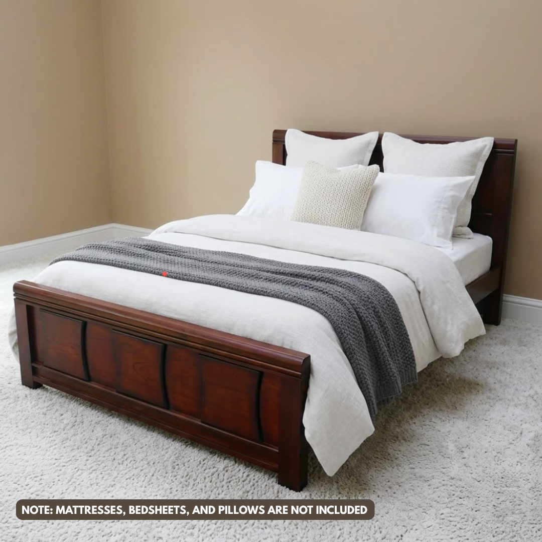 Rhian Solid Wood Bed | Sturdy Frame with Engineered Wood Matting, Queen & King Sizes