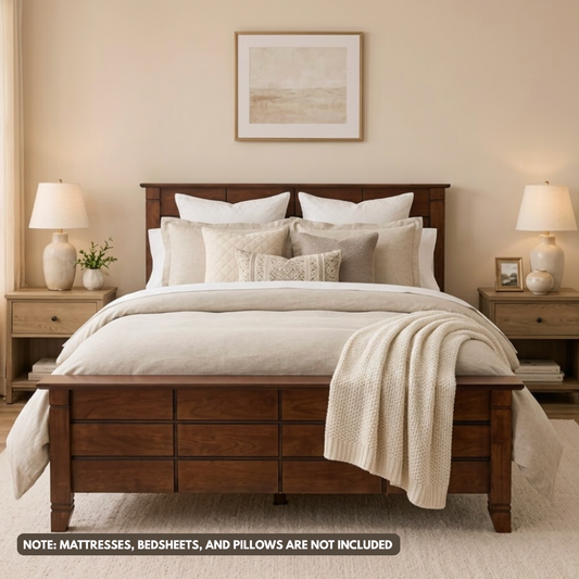 YURI Bed | Classic Japan-Inspired Panel Bed Frame – Wenge Finish