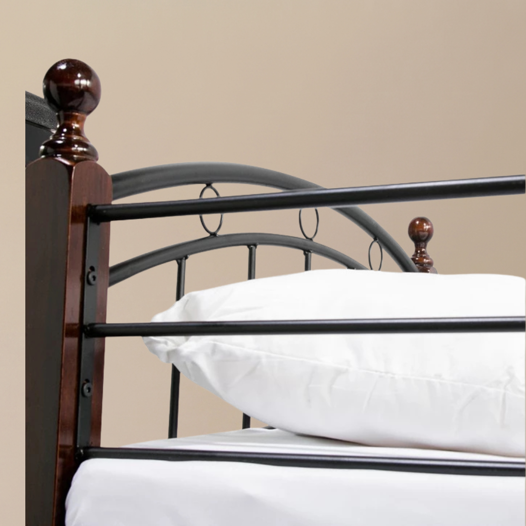 Mia Double Decker | Solid Mahogany Wood Bunk Bed with Metal Accents – 36” x 36” x 75”