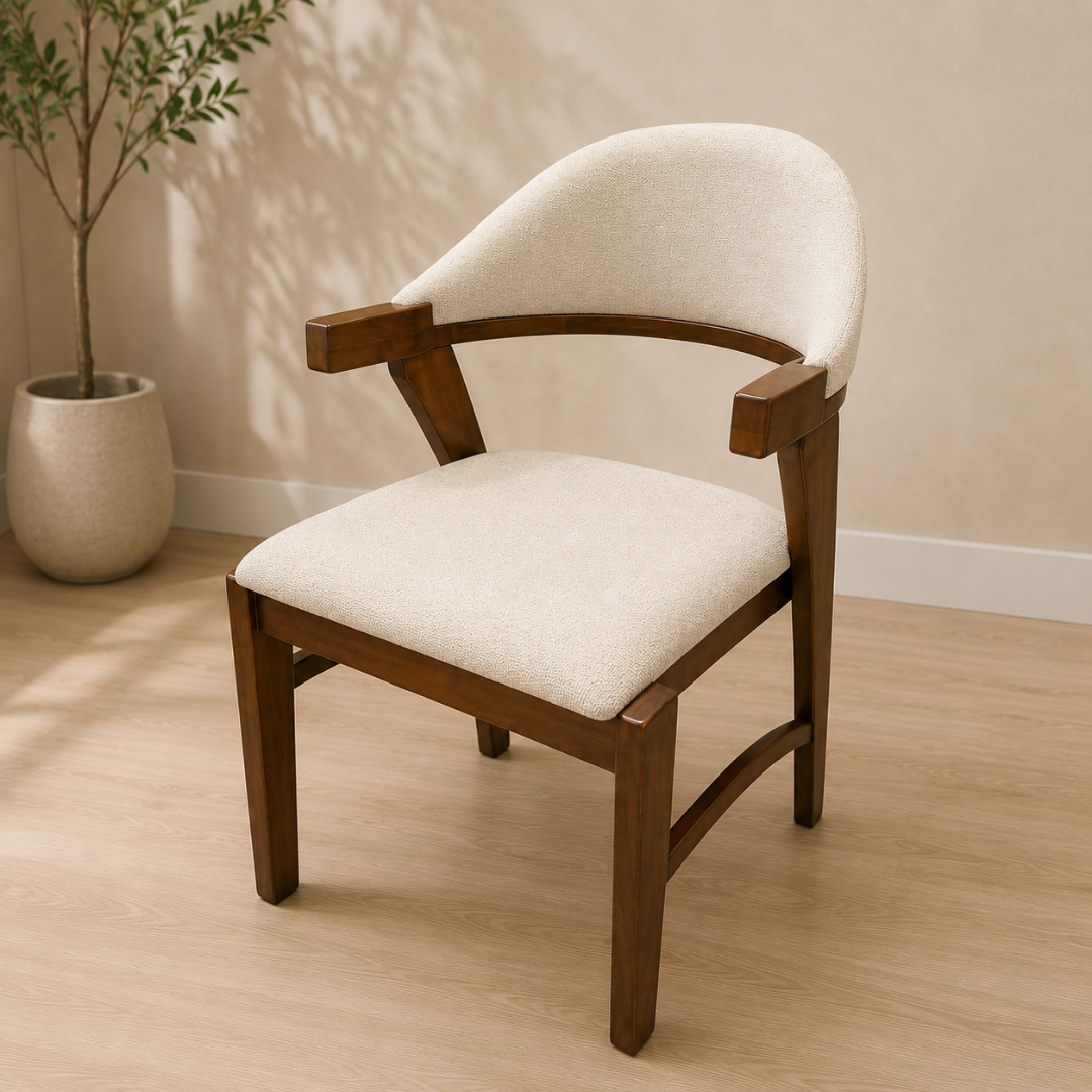 Emma Dining Set | Elegant 6-Seater Dining Set with Solid Wood Frame and Comfortable Upholstered Chairs