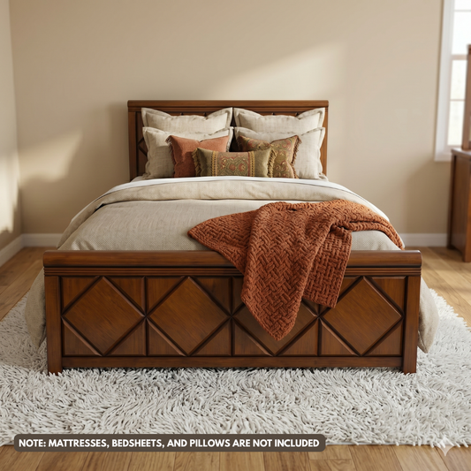 Dolly Bed | Solid Wood Frame in Walnut Brown – Sizes: 60"x75" Queen & 72"x78" King