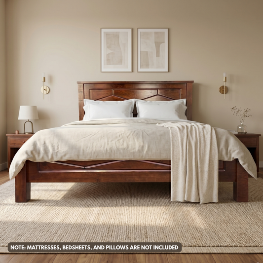 Diana Modern Bed Frame | Premium Hardwood in Warm Walnut Finish, Multiple Sizes