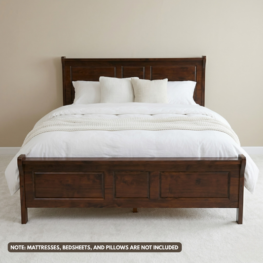Julieta Modern Bed Frame | Premium Hardwood in Warm Walnut Finish, Multiple Sizes