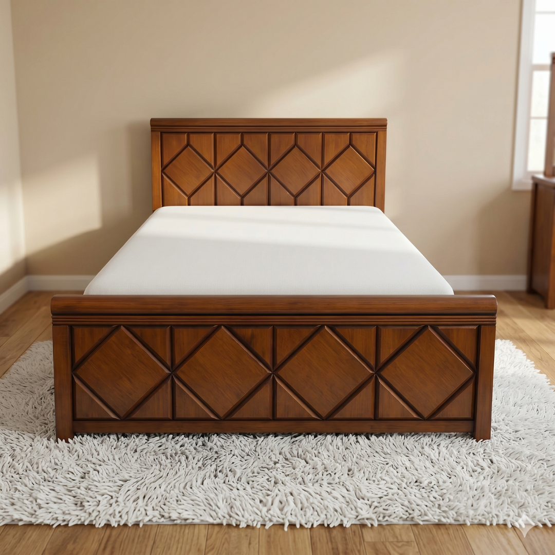 Dolly Bed | Solid Wood Frame in Walnut Brown – Sizes: 60"x75" Queen & 72"x78" King