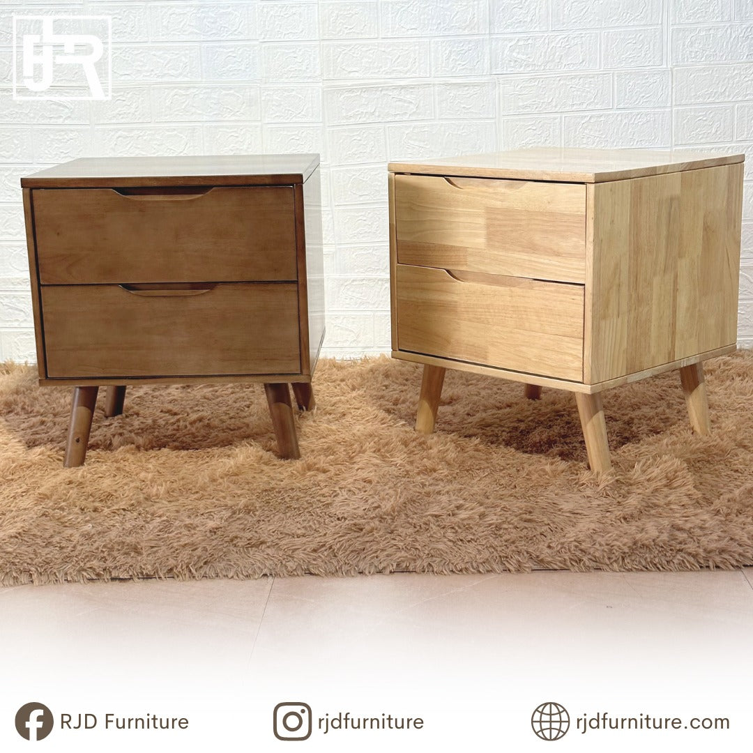 Ryan Side Table | Modern Minimalist Nightstand with Drawers and Space Saving Design