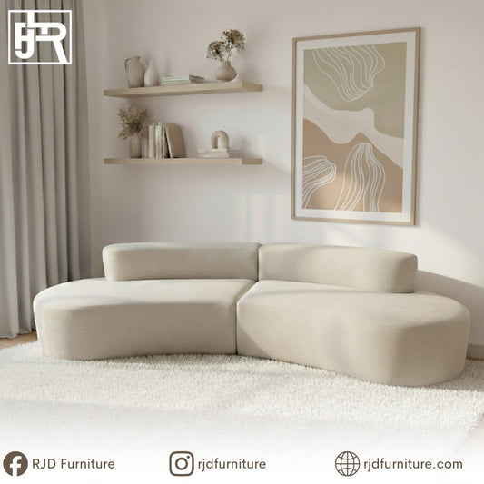 Zia Curve Shaped Sofa | Modern Curved Sofa with Soft Fabric and Foam Comfort