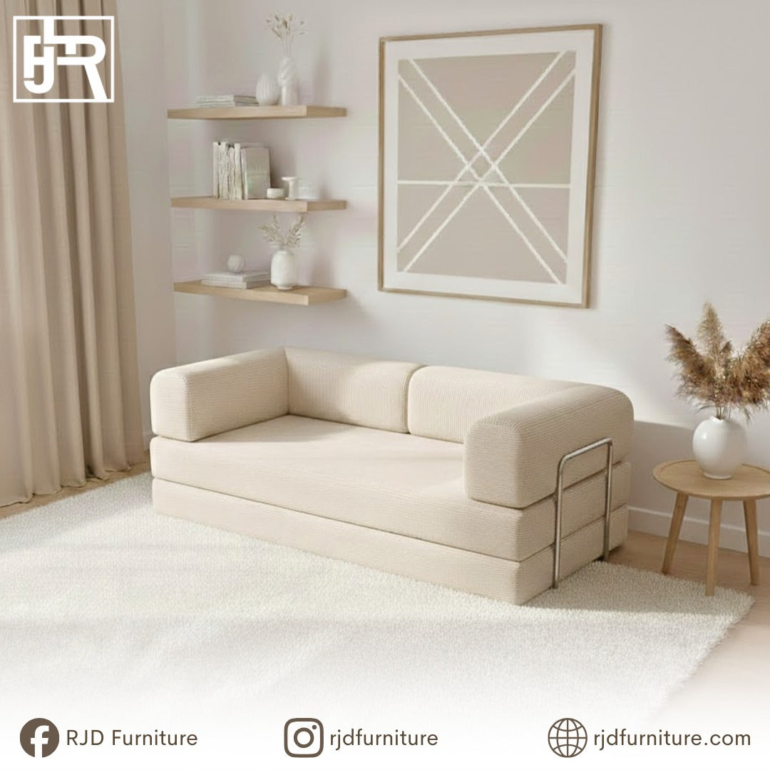 Elle Compressed Sofa | Modular Foam Sofa Bed with Soft Fabric and Flexible Design